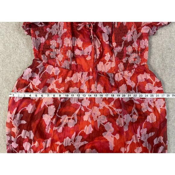 NWT Torrid Lined Lace Up Sweetheart neckline Dress Size 2X Floral Ruffle Smocked - Picture 11 of 16